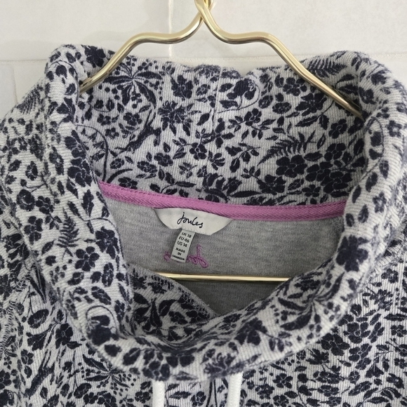 Joules Nadia Floral Print Funnel Neck Pullover Sweatshirt Blue Gray Size 14 - Picture 5 of 10